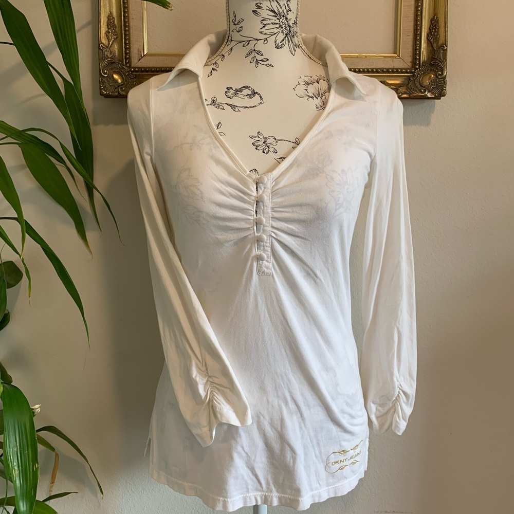 DKNY Vintage White Long Sleeve Shirt